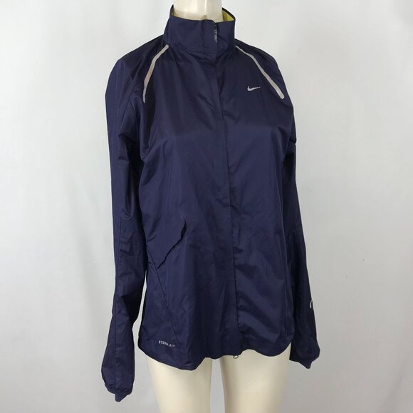NIKE STROM FLY ~ WOMENS LARGE ~ BLUE REFLECTIVE LIGHT WEIGHT JACKET 425089-547 - Picture 1 of 8